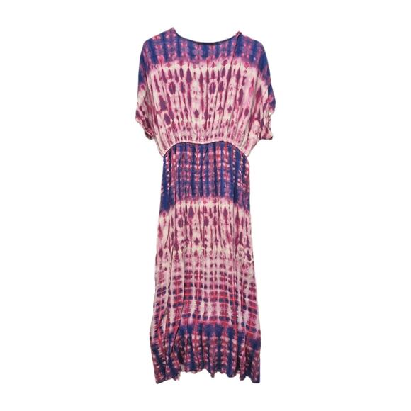 2X Forever 21 Pink Purple Toe Dye Maxi Dress Split Front Rayon - Picture 3 of 8